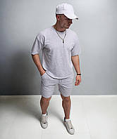 Летний комплект мужской футболка и шорты оверсайз стильный модный молодежный удобный легкий комплект меланж