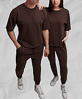 Летний мужской спортивный костюм футболка и штаны молодежный однотонный комплект для мужчин парней модный
