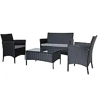 Набір садових меблів 4-місні колір  чорно-сірий