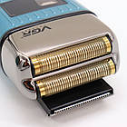 Акумуляторна бритва з USB і LED дисплеєм VGR V-357 Бірюзова / Електробритва шейвер / Сіткова електробритва, фото 5