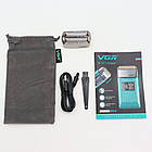 Акумуляторна бритва з USB і LED дисплеєм VGR V-357 Бірюзова / Електробритва шейвер / Сіткова електробритва, фото 8