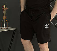Спортивные шорты мужские Adidas черные с белым логотипом / шорты Адидас черного цвета на лето