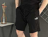 Спортивные шорты мужские Puma черные с белым логотипом / шорты Пума черного цвета на лето