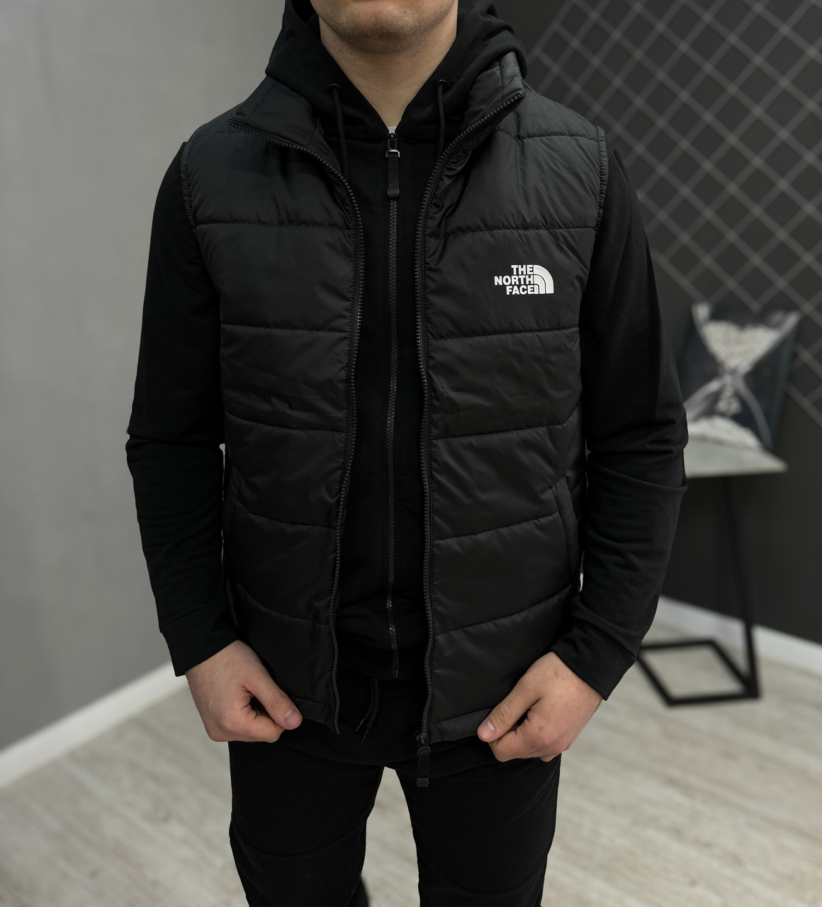 Жилетка чорна The North Face чоловіча безрукавка ТНФ TNF демісезонна весняна осінка, фото 1