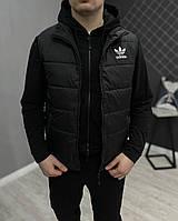 Жилетка чорна Adidas чоловіча безрукавка Адідас демісезонна весняна осінка