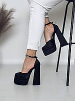 Женские черные туфли на высоком каблуке Платформа Versace BRATZ Versace Bratz Материал Сатин