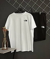Мужской летний комплект The North Face шорты черные футболка белая спортивный комплект ТНФ на лето