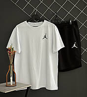 Мужской летний комплект Jordan шорты черные футболка белая спортивный комплект Джордан на лето