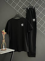 Мужской летний комплект Adidas черные штаны черная футболка Адидас