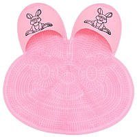 Силиконовый массажный коврик для ванной Зайчик, Розовый / Антискользящий коврик в ванную / Нескользящий коврик для душа