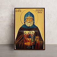 Деревянная икона Святой Александр Свирский 14 Х 19 см