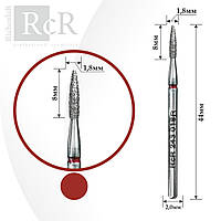 Фреза для манікюру алмазна RcR 243 018R "Полум'я гостре" червона