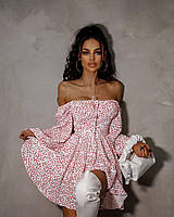 Женское стильное платье мини с принтом ткань: софт шелк Мод.1049