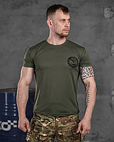 Мужская зеленая футболка потоотводящая для военных Військова розвідка, Тактическая футболка олива Military