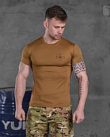 Тактична футболка койот потовідвідна ЗСУ напис, Військова чоловіча футболка койот coolpass Military Wars