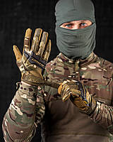 Тактические перчатки мультикам Mechanix M-Pact Multicam, Военные полнопалые перчатки камуфляж Military Wars