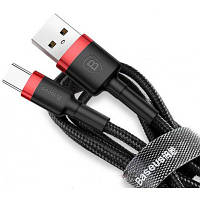 Дата кабель USB 2.0 AM to Type-C 0.5m 3A red-black Baseus CATKLF-A91 ZXC