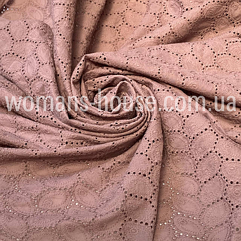 Тканина Батист вишивка прошва листок Кава з молоком