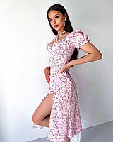 Жіноче плаття 42-44, 46-48, софт, рожевий із квіточками