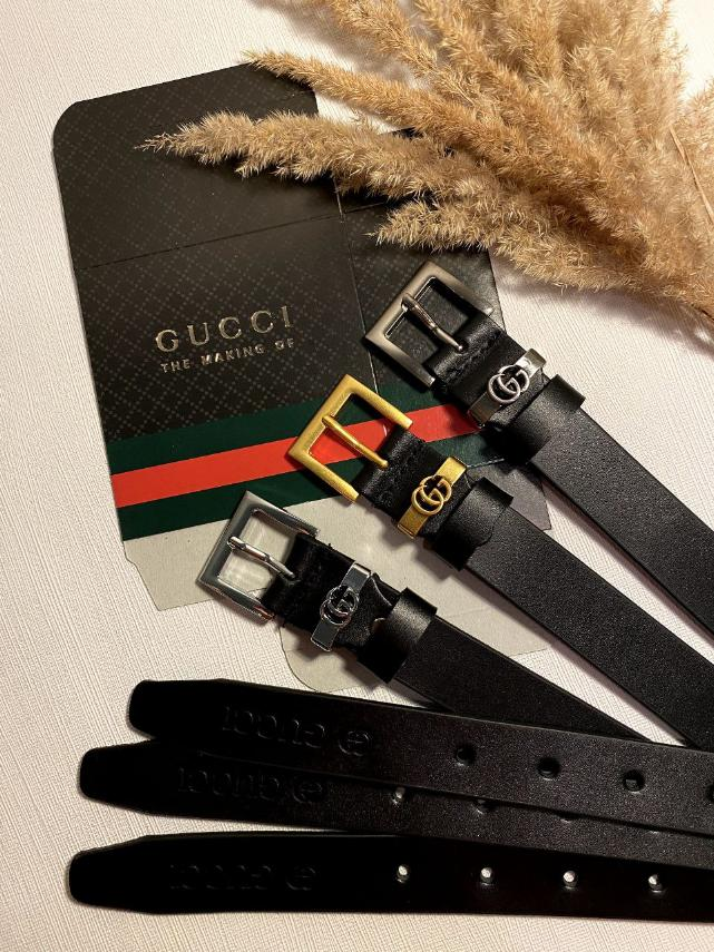 Ремінь жіночий шкіряний Gucci ширина 30 мм. чорний 931545