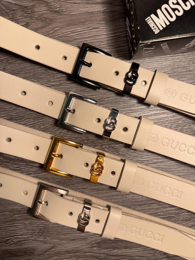 Ремінь жіночий шкіряний Gucci ширина 30 мм. бежевий 931545-2