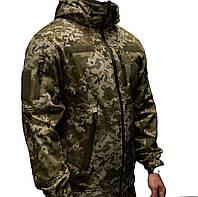 Тактическая мембранная куртка пиксель / Куртка для ВСУ / Куртка с капюшоном ММ14 SoftShell / Размер 46-60