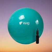 М'яч для фітнесу (фітбол) WCG 65 Anti-Burst 300кг Бірюзовий + насос
