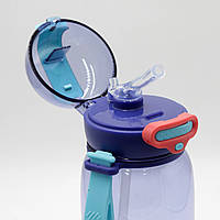 Бутылка фиолетовая пластиковая для спорта с поилкой топ