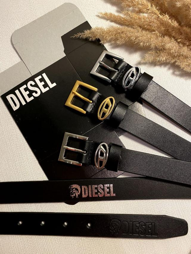 Ремінь жіночий шкіряний Diesel ширина 30 мм. чорний 931547