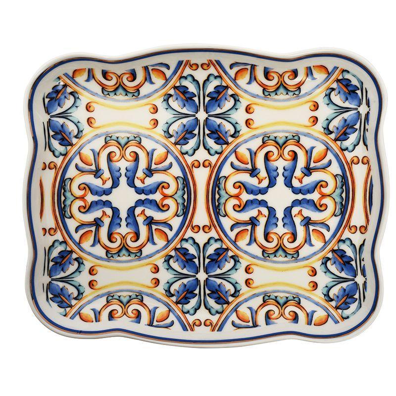 Маленьке прямокутне блюдо з порцеляни з візерунком Medicea Brandani, фото 1