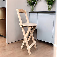 Складний дерев'яний високий стілець зі спинкою для кафе барів балконі Вільха 63 см