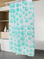 Шторка-занавеска для ванной и душа, зеленый принт, с кольцами 180х180 см Shop