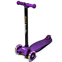 Детский трехколесный самокат с подсветкой колес, до 60 кг Scale Scooter Maxi, Фиолетовый / Самокат для детей