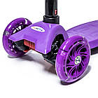 Дитячий триколісний самокат з підсвічуванням коліс, до 60 кг Scale Scooter Maxi, Фіолетовий / Самокат для дітей, фото 7