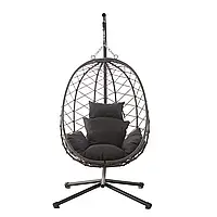 Підвісне крісло-гойдалка кокон чорно сіре