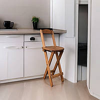 Складний дерев'яний високий стілець зі спинкою для кафе барів балконі Вільха 63 см