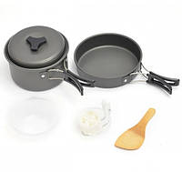 Алюминиевый туритический набор посуды(кастрюля и сковородка) COOKING SET DS-200