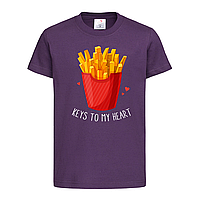 Фиолетовая детская футболка Прикольная с картошкой фри (30-11-8-фіолетовий)