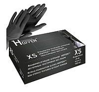 Перчатки нитриловые S черные HOFF Medical 100 шт\уп. текстура на пальцах