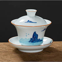 Гайвань, Гайвань керамической, Гайвань Пейзаж, чайная церемония состоит из чашки, крышечки и блюдца 150мл