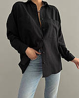 Льняная женская базовая рубашка прямого кроя Арт. 366