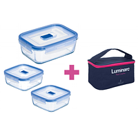 Пищевой контейнер Luminarc Pure Box Active набор 3шт 2х380мл/820мл/ + сумка (P8002)