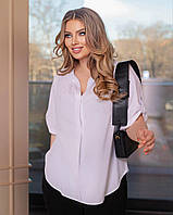 Женская летняя однотонная блузка из софта батал: 50, 52, 54, 56, 58, 60 - белый, бежевый, серый, черный