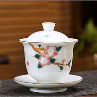 Гайвань, Гайвань керамической, Гайвань Гибискус, чайная церемония состоит из чашки, крышечки и блюдца 180мл