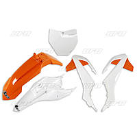 Комплект пластиков UFO KTM SX 65 16-23, цвет оранжевый/белый (KT526E999W)