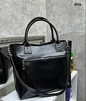 Шоппер чорний велика жіноча сумка містка формату А4