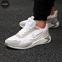 Чоловічі Кросівки Nike White Замшеві Сітка, Кросівки Чоловічі Найк Білі Весняні Осінні Якісні