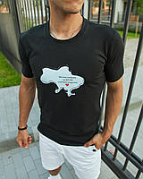 Патриотическая мужская футболка черная "603,548" с Картой , Летняя футболка черная с символикой Украины bmbl