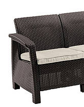 Диван пластиковий садовий Keter Corfu II Love seat, коричневий, фото 3