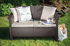 Диван пластиковий садовий Keter Corfu II Love seat, коричневий, фото 4